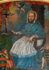 Painting (19th century) of Saint Francis de Sales. Doctor of the Catholic Church, founder of the Order of the Visitation.
