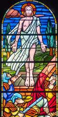 Stained glass of The resurrection of Jesus Christ.