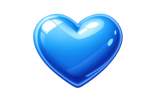 Blue glossy 3d heart icon creating a symbol of love, romance, dating, and emotion on transparent background - Powered by Adobe