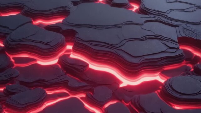Red energy veins glowing beneath a matte black surface, filmed in a macro tilt-up Pulsing illumination reveals subtle structural textures 4K