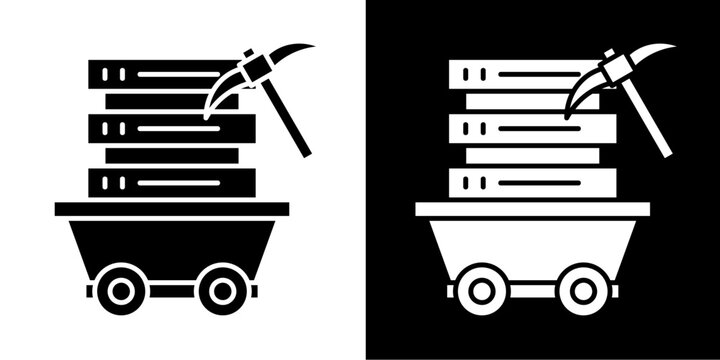 Data Mining  Icon Set White Style Collection