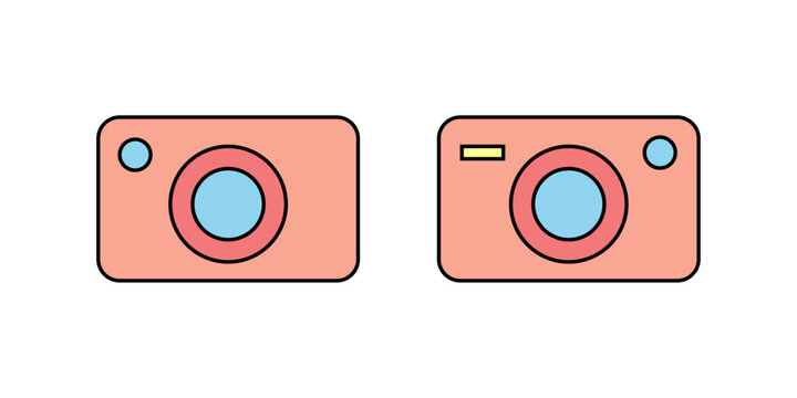 Flat color icon representing a camera for image and photo capture