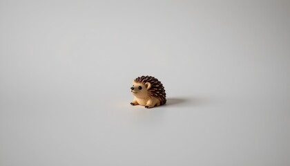 An adorable hedgehog figurine posed against a white background, appearing to be in mid stride. It's a charming depiction of the tiny creature with its quills visible and a small, friendly expression.