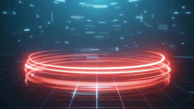 Red digital pulse racing across a dark grid, with the camera following the wave&rsquo;s motion Futuristic lighting, parallax depth, and glowing circuitry 4K