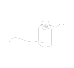 Milk in carton box continuous line icon on white background. Linear illustration, editable stroke, symbol, vector illustration