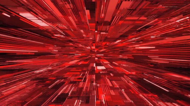 Red digital noise glitching and dissolving into darkness, with rhythmic flicker transitions Smooth fade-out effect with pulsing light and soft ambient distortion 4K