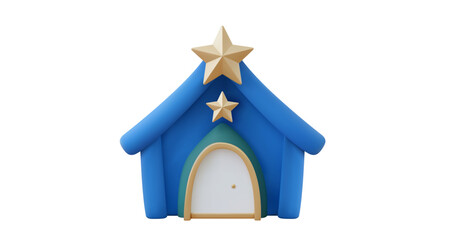 Christmas nativity house icon with Bethlehem star, festive holiday symbol
