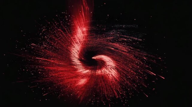 Red and black particles forming storm waves, volumetric wide shot, smooth pan 4K