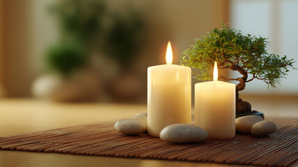 Wellness meditation scene with candlelight