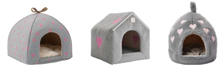 A cozy, warm bed - house for a cat or dog isolated on a transparent background