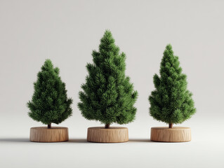 Minimal pine tree decoration arrangement