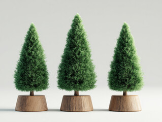 Wooden base pine tree decor