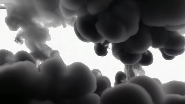 Macro shot of black ink suspended in water, high contrast, light diffusion from behind 4K