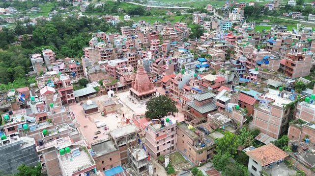 Aerial View of Machhindra Nath Temple, Khokana Village &ndash; One of the Oldest Settlements in Nepa