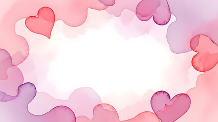Pink floral frame with hearts on a soft pink background creating a romantic love themed design for cards invitations and celebrations
