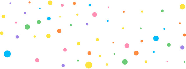 Fun Polka Dot Frame.  Cute Colorful Background with Falling Confetti for Birthdays or Celebrations. Vector Illustration.