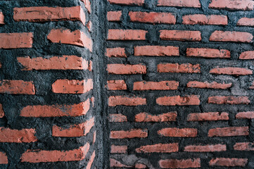 Rustic Red Brick Structure, The sturdy texture of a classic brick wall, constructed with precision, evoking the timeless beauty of building and architecture.