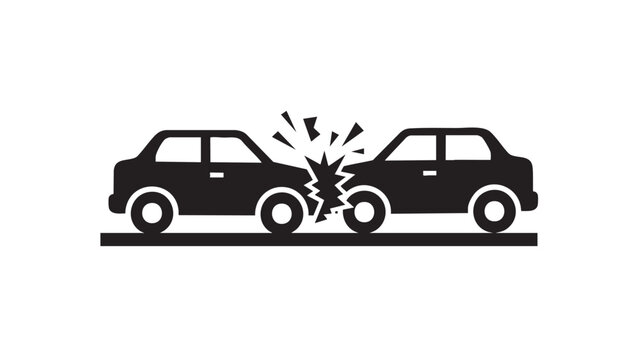 Car collision accident illustration with impact damage effect