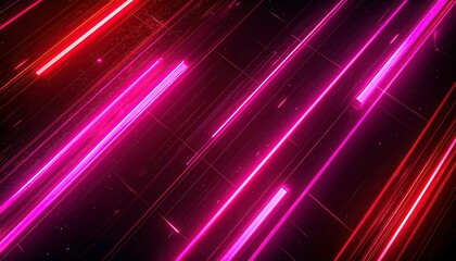 Diagonal, glowing lines in various shades of red and pink dance against a black backdrop