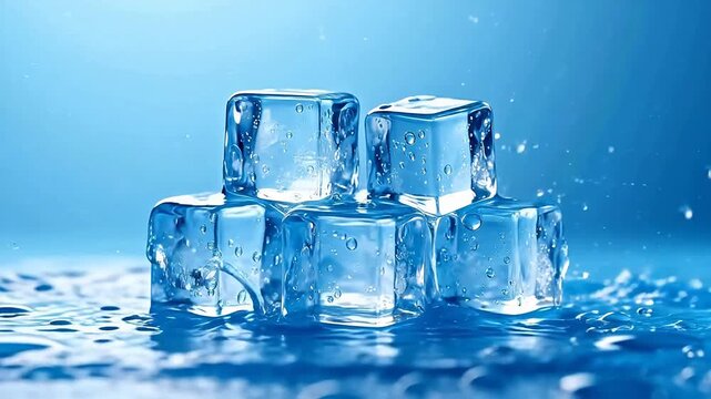 CrystalIceCubeswithSplashingWater