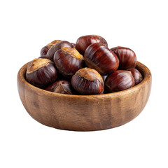 Obraz premium Roasted Chestnuts in a Wooden Bowl