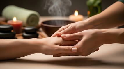 A client receives a relaxing and therapeutic hand massage at a professional spa, focusing on wellness and joint relief.