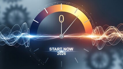 Countdown to 2026 begins with a dramatic start now signal on a sleek speedometer