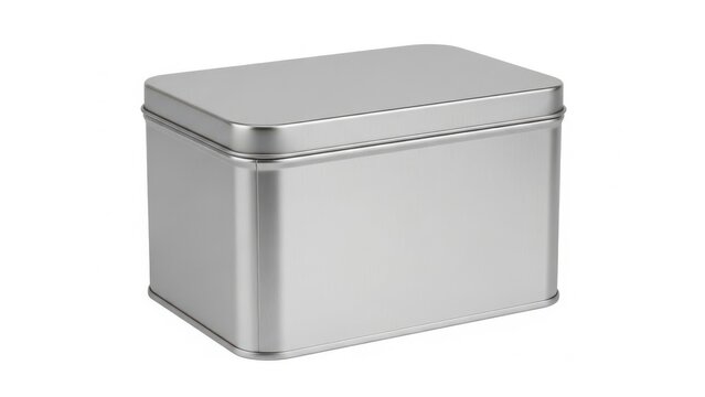 Silver metal storage tin