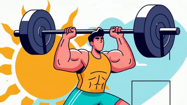 Man lifting weights outdoors under the sun