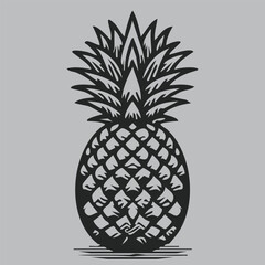 Pineapple Black and White Vector