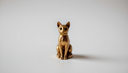 A small, gold colored kitten figurine, which is positioned slightly off center to the left. The figurine appears to be in good condition, with no visible damage or wear