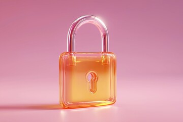 Glass padlock securing digital privacy and data protection