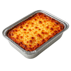 Baked lasagna tray isolated on transparent background