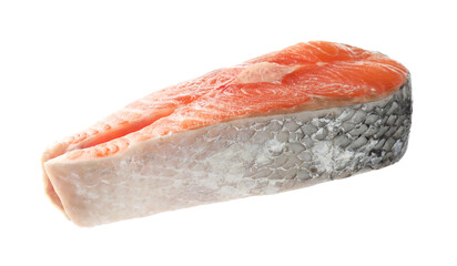 Piece of salmon fillet isolated on white