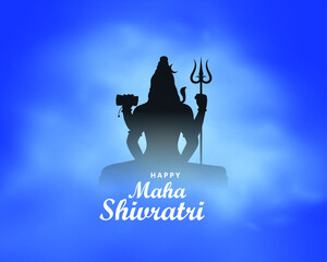 happy maha shivratri greeting card with lord shiva silhouette design
