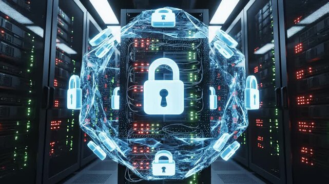 Securing Server Room With Digital Lock, Cybersecurity Concept