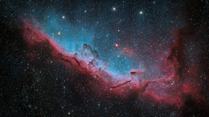 Ethereal Cosmic Dust Clouds in Deep Space: A Stunning Nebular Display with Vibrant Colors and Stellar Formation
