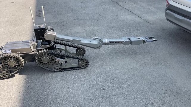 Almaty, Kazakhstan - 03.20.2023 : A robot for defusing mines, bombs and shells.