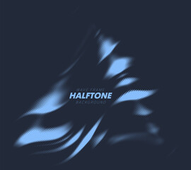 Abstract vector torn halftone fluid wavy triangle frame. Scratched dotted pop art dynamic frame.