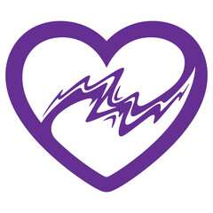 Purple Heart Shape with Abstract Design Isolated on Transparent Background for Design Projects