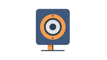 Modern speaker icon with vibrant orange and blue design elements