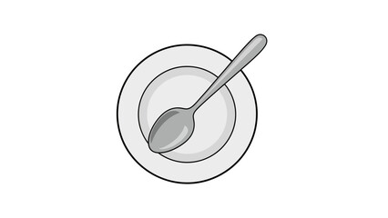 Simple illustration of spoon on plate