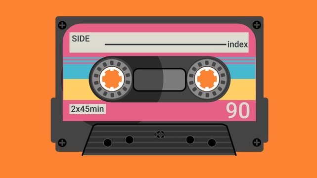 Cassette tape audio animation with changeable chroma key background 