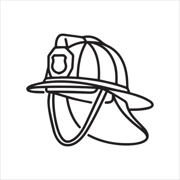 Vector European firefighter helmet icon in single line style
