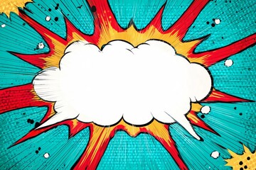 Retro Pop Art Explosion Burst with Blank Speech Bubble