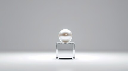 Copy space: Social isolation concept with a single pearl on a glass pedestal isolated 2026