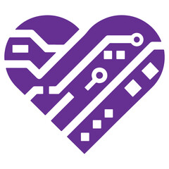 Purple Heart Shaped Circuit Board Icon Technology Innovation Concept