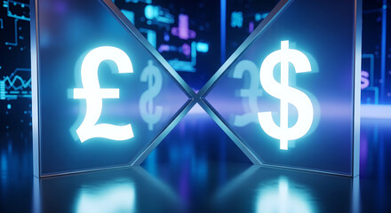 Digital Currency Symbols Exchange Finance Blue Glow