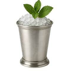 Silver mint julep cup isolated on transparent background