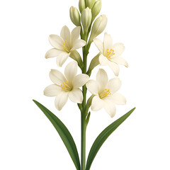 White tuberose flower isolated on transparent background